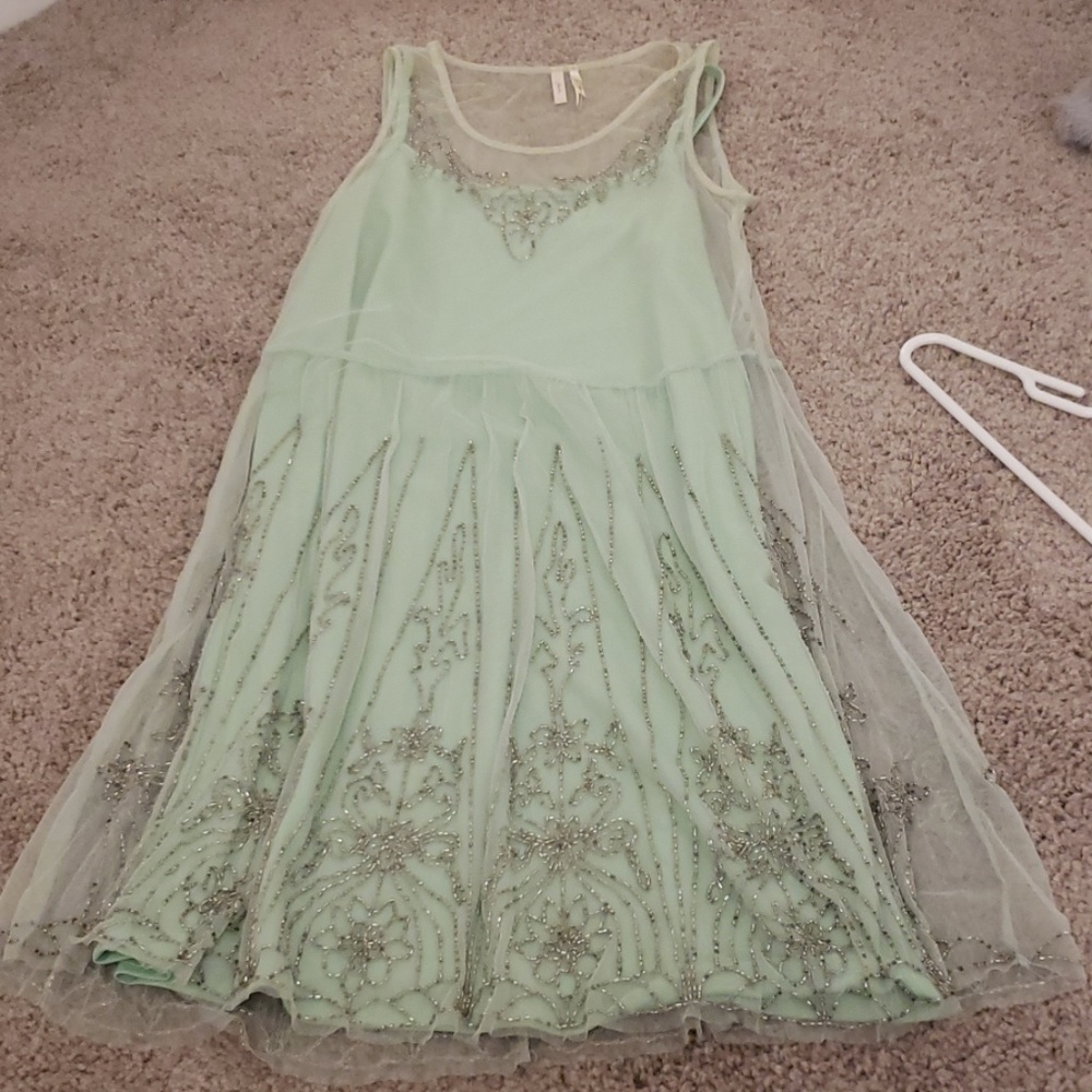 Mint beaded shift dress